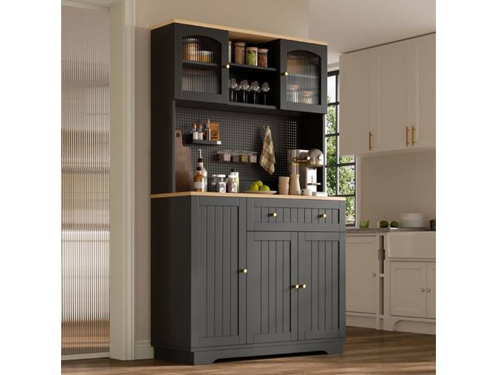 ELVORIN Meuble haut de cuisine vitré 103 5 x 40 x 180 cm noir