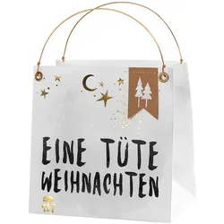 Wintergutscheintüte Eine Tüte Weihnachten Good old friends Papier, Draht grau, Designer Sarah Baumann, 12x17x8 cm