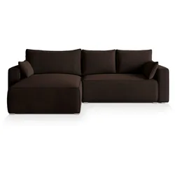 ECKSOFA FORIL Braun Velours-Stoff mit Schlaffunktion