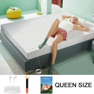 GlowBake Astarexin Earthing Fitted Sheet, Organic Cotton Grounding Bed Sheet With Conductive Silver Fiber For Nature Wellness white queen Size us Plug