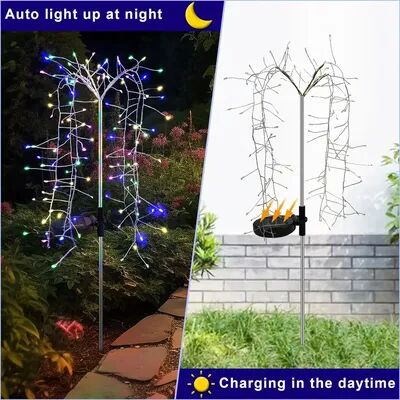 Combo Retail Shop Solar Powered Firework Lighting, Outdoor Waterproof Fireworks Trees Lights, Garden Party Christmas Courtyard Decor colorful 160leds