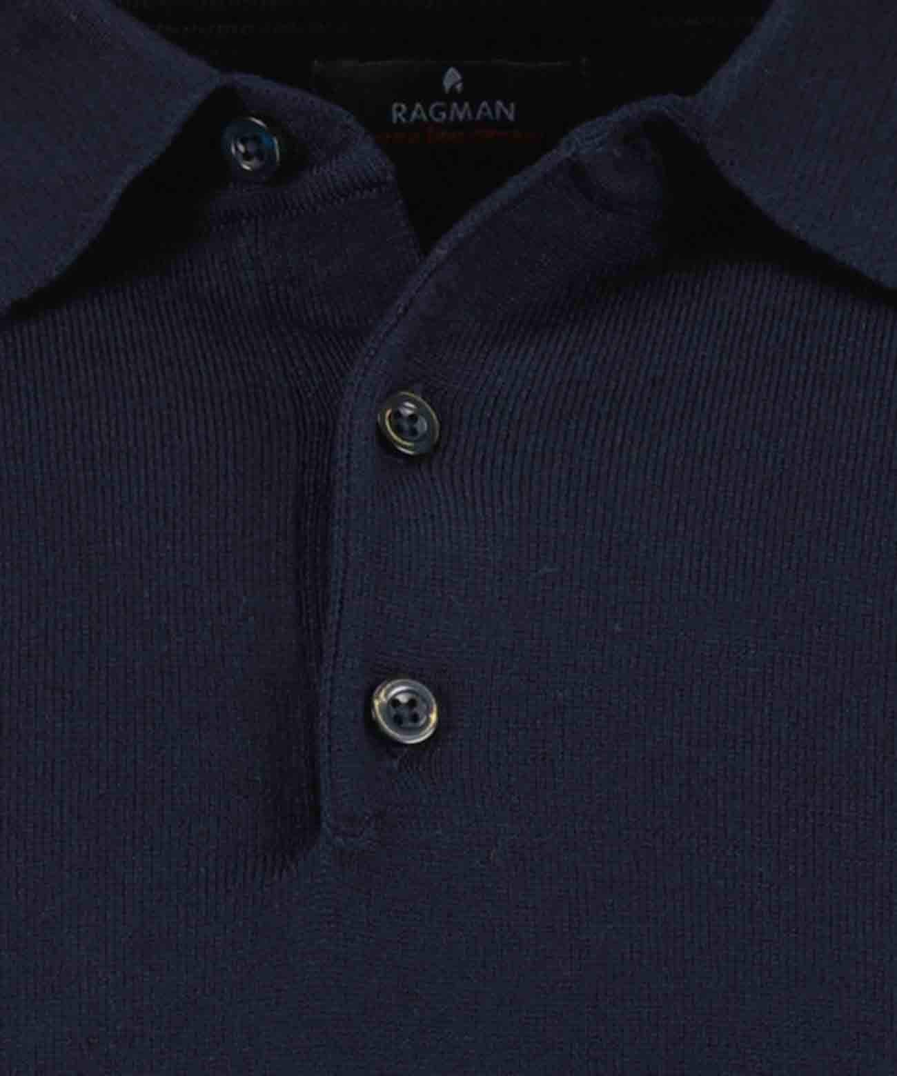 Rundhalspullover RAGMAN, Herren, Gr. 48, blau (dunkelblau, 711), Strick, 100% Wolle, Pullover Rundhalspullover dunkelblau, 711 48