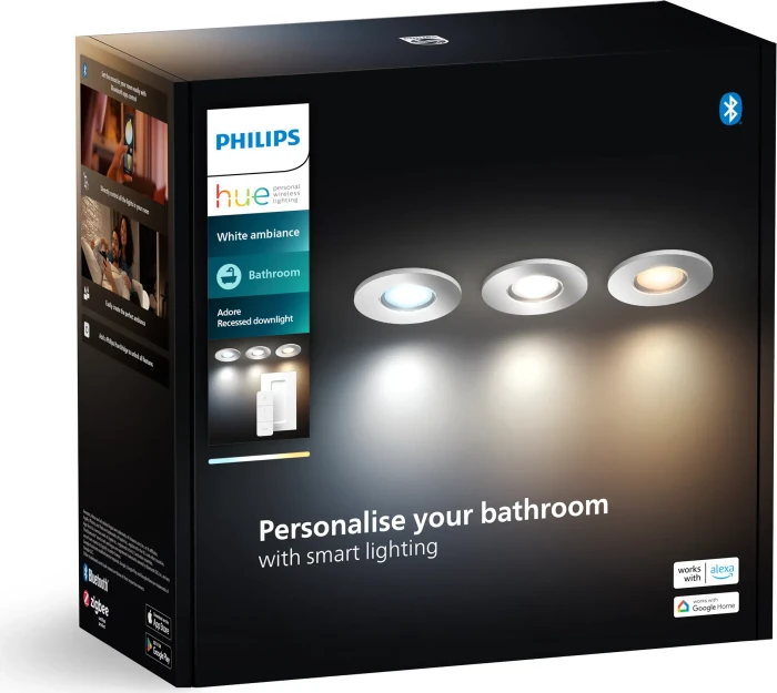 Philips Hue White Ambience Adore Hue Einbauleuchte Chrom 3 x 5 Watt 230 Volt