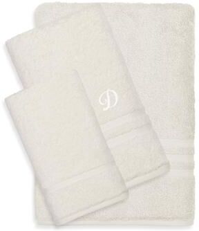 Authentic Hotel and Spa Hotel and Spa Omni Turkish Cotton Terry 3-piece Cream Bath Towel Set with White Script Monogrammed Initial