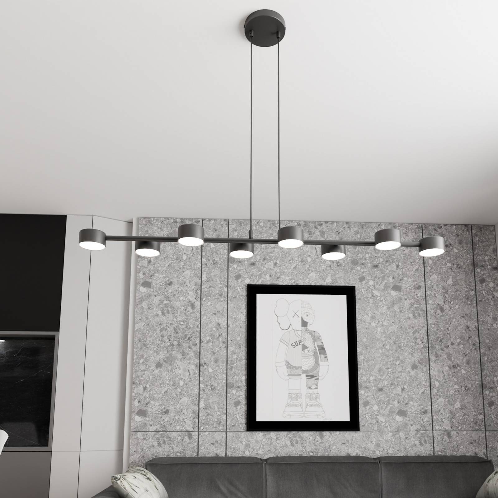 Deckenstrahler Megara, Länge 100 cm, Metall, 8-flg. Megara EMIBIG LIGHTING, dimmbar, schwarz, für Wohn- / Esszimmer, Metall, Modern, Strahler