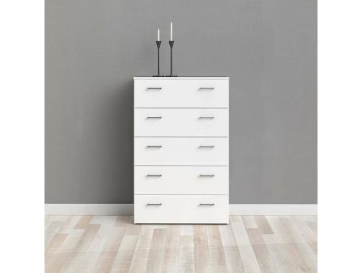 Dmora - Kommode Elise, Mehrzweckkommode, Schlafzimmerkommode, Schrank mit Schubladen, 74x36 h114 cm, Wei?