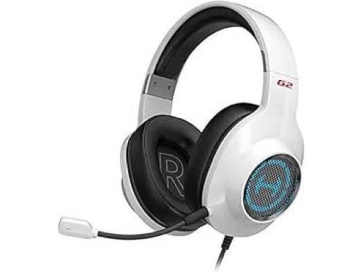 Edifier G2II Casque gaming filaire pour PC et PS4 avec son surround 7.1 et microphone à réduction de bruit, éclairage RGB, haut-parleurs 50 mm - Blanc