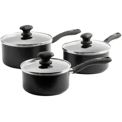 Greenchef Diamant-Aluminium-Kochgeschirrset, Pfannenset + Topfset, Schwarz