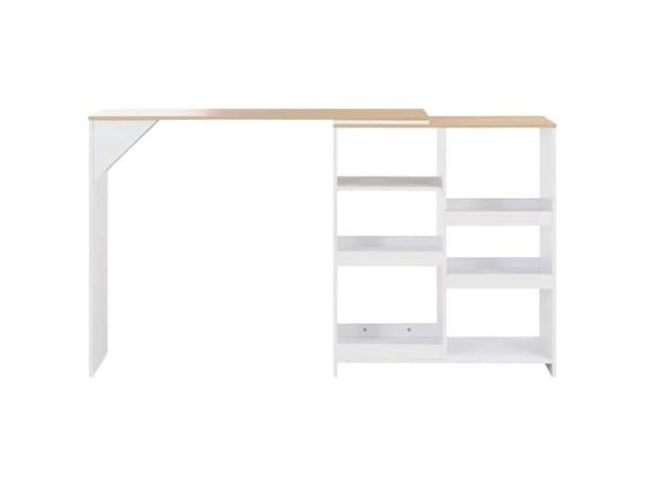 KGHERMDF Bartisch mit Beweglichem Regal Weiß 138x39x110 cm Robuster Holzwerkstoff, L-Form Gestell, Stabil, Leicht zu Reinigen, Einfache Montage