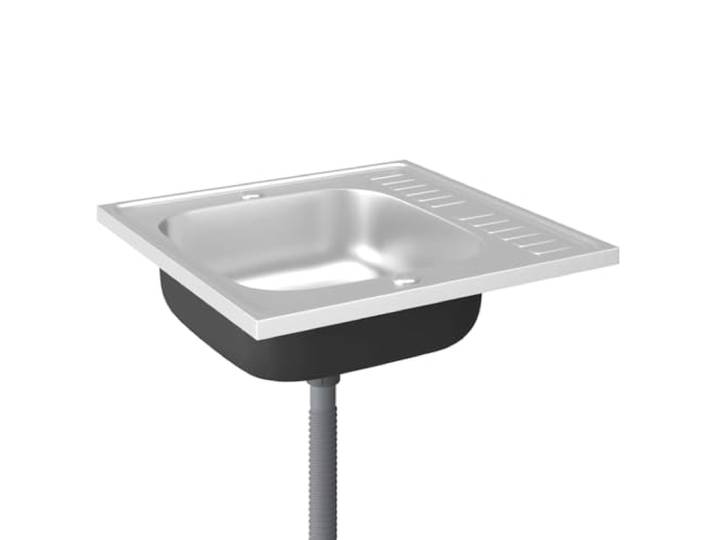 vidaXL Spüle mit Abtropffläche Set Silbern 600x600x155 mm Edelstahl