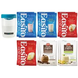 EASIYO 4x Trinkjoghurtpulver 8x Joghurtpulver für 12kg, div. Sorten inkl. Trinkbecher