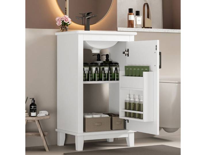 Luscriate - Meuble sous Lavabo Meuble sous évier salle de bain avec portes et étagère réglables de rangement 51x34x83cm - Blanc