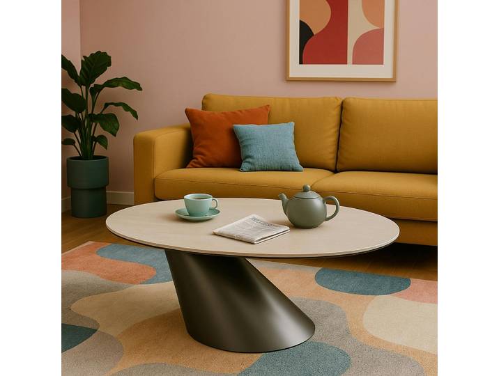 Table basse ovale design en céramique blanche GIULIA