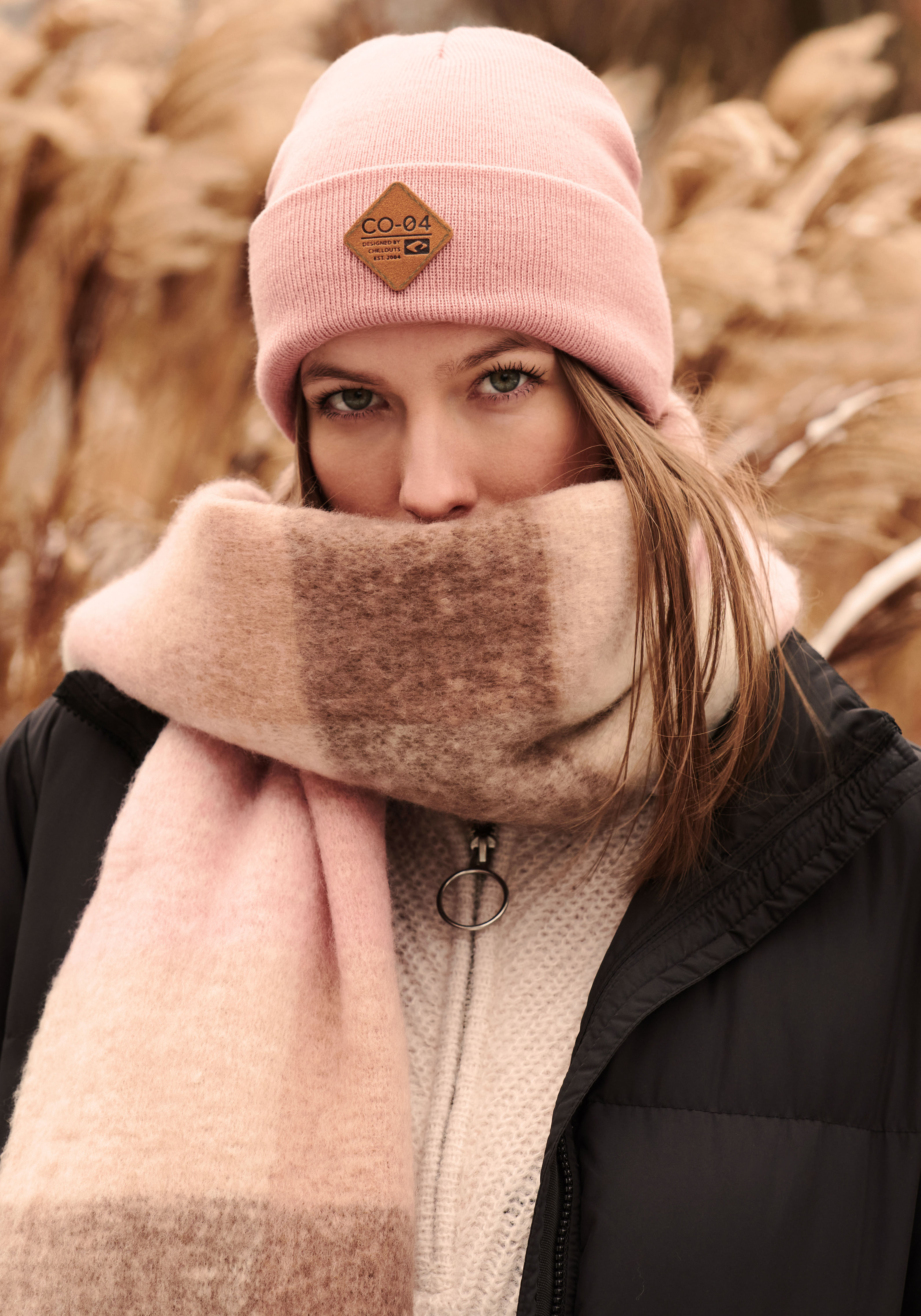 Beanie CHILLOUTS "Nicki Hat", Damen, rosa, Feinstrick, Kunstfaser, unifarben, Mützen Beanie, Hautsympathisch, atmungsaktiv, wärmend, Doppellagig rosa Einheitsgröße