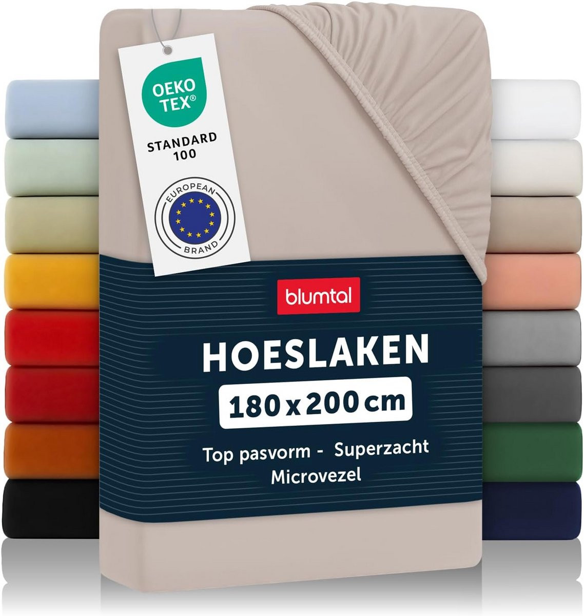 Hoeslaken Microfiber Taupe 180 x 200 cm - Oeko-Tex Certified - Stretch voor matrassen tot 25 cm dik