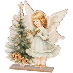 Boltze Dekoaufsteller Clara H=38,5cm - beige|grün|natur