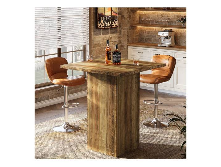 Tribesigns Bartisch 79 cm, Holz, Hausbar mit geometrischer Textur, Stehtisch