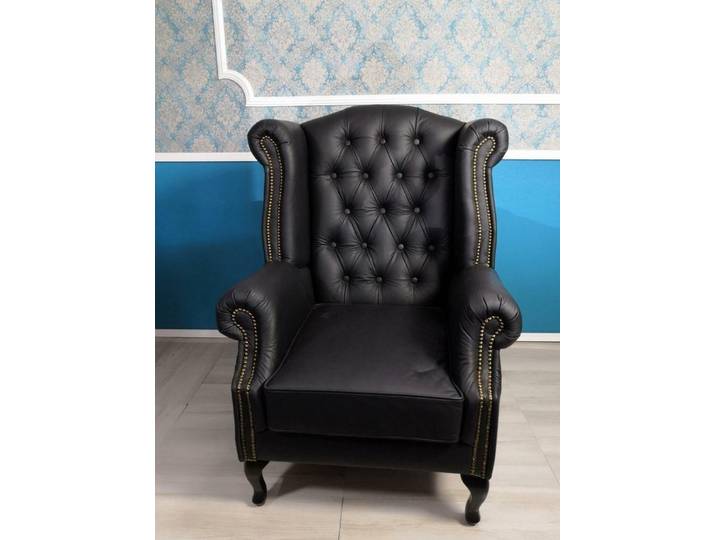 JVmoebel Ohrensessel Chesterfield Ohrensessel aus echtem Leder in klassischem Design, Made in Europa