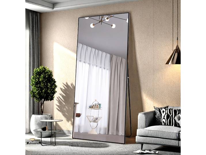 Miroir pleine longueur Comanlai 180x80cm, miroir mural HD avec crochets, grand miroir rectangulaire pour le corps entier, miroir de maquillage pour chambre à coucher, salon, dressing, décoration