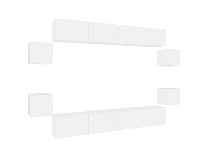 GHVBNMF 8-TLG. TV-Schrank-Set Wandmontage Weiß Holzwerkstoff Platzsparende Lowboard-Kombination zur Wandbefestigung für Wohnzimmer und Schlafzimmer mit viel Stauraum