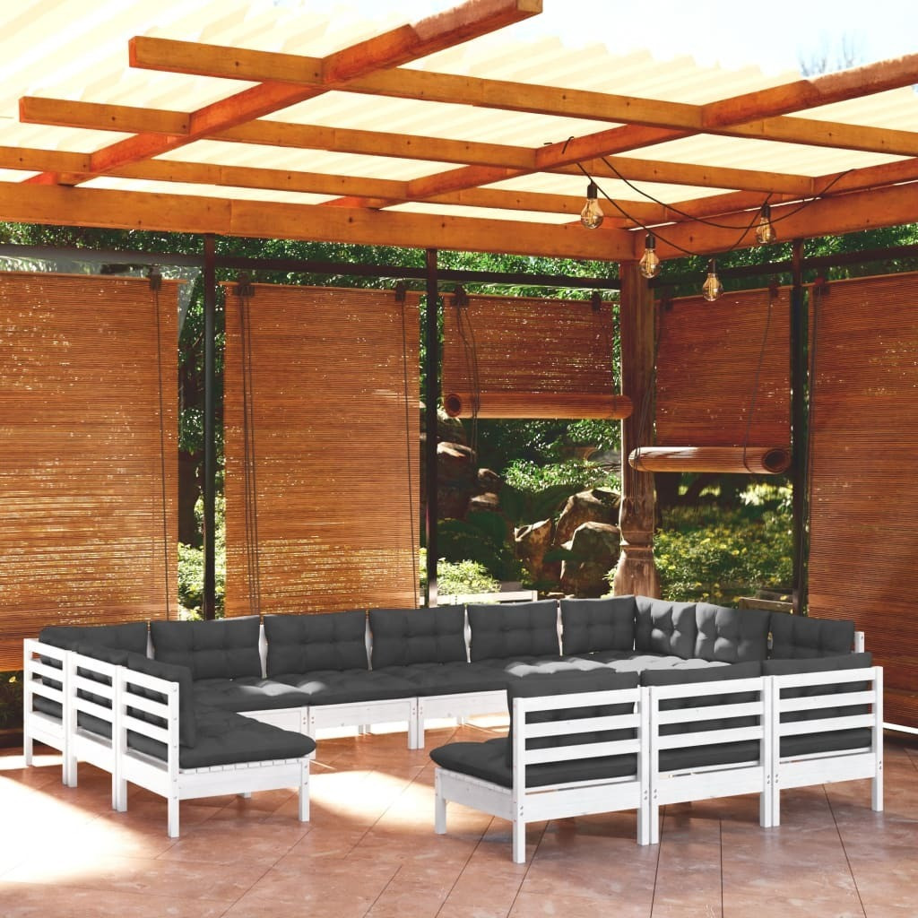 Prolenta Tuinset voor de tuin, 13-delig, inclusief sierkussens, wit
