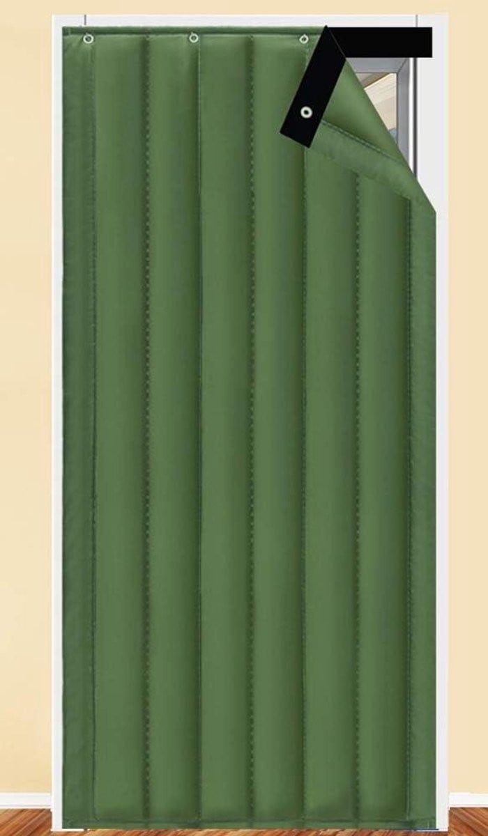 Isolerend deurgordijn Groen - Winddicht thermogordijn voor huisisolatie - B/D/H: 80 x 200 cm