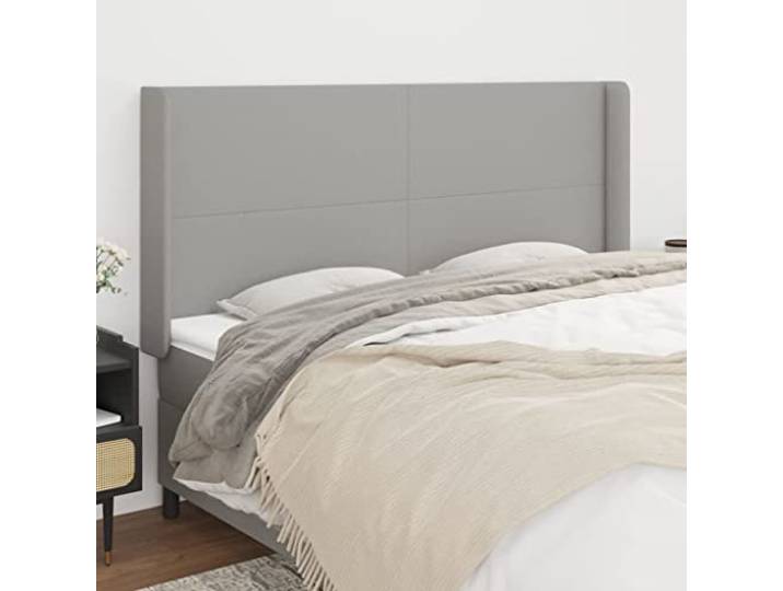 KTHLBRH Kopfteil aus hellgrauem Stoff, klassisch, elegantes Design, für Betten mit Beinen aus massivem Lärchenholz, höhenverstellbar, Rückenunterstützung, atmungsaktiv