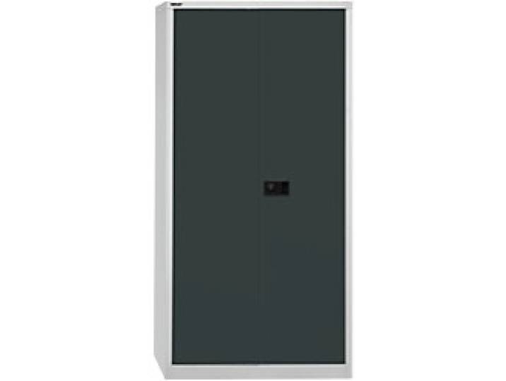 Bisley Flügeltürenschrank Stahl 4 Fachböden abschließbar 914 x 400 x 1.950 mm Anthrazit, Hellgrau