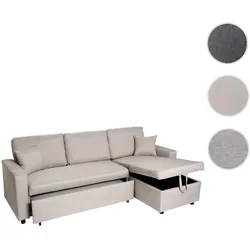 Ecksofa mit Bettkasten HWC-L17, Couch Sofa L-Form, Liegefläche Nosagfederung 228cm ~ beige