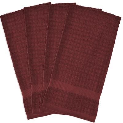 DII Solid Terry Waffle Dishtowel Set of 4