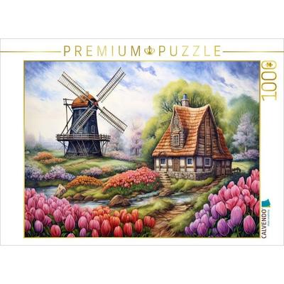 CALVENDO Puzzle Windmühle und Tulpenpracht | 1000 Teile Lege-Größe 64x48cm Foto-Puzzle für glückliche Stunden, Game von , Calvendo Puzzle