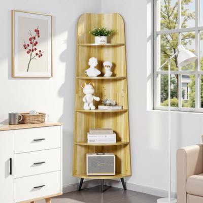 "67"" Tall 5-Tier Corner Bookcase with Adjustable Shelves E1 Particle Board Easy Clean for Living Room Bedroom Office"