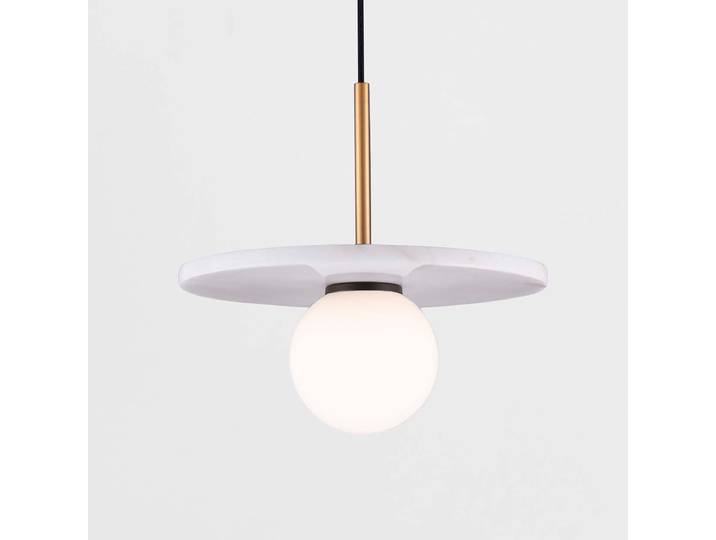 Suspension Idor Ø 30cm Blanc/Blanc verre opale / marbre LED G9