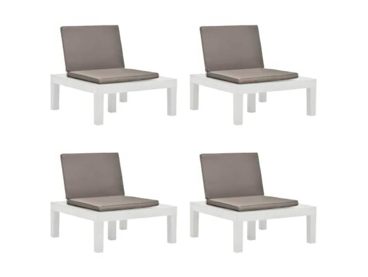 ZQQLVOO 4er Set Gartenstühle mit Auflagen, Weiß, Kunststoff, Lounge-Sessel Wetterbeständig, pflegeleicht, dick gepolstert, ohne Montage, vielseitig einsetzbar, modernes Design