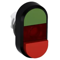 ABB MPD12-11R Doppeldrucktaster, Tasten - oben grün: ohne Text - unten hoch rot: ohne Text - Mitte : rot, beleuchtbar 1SFA611141R1101