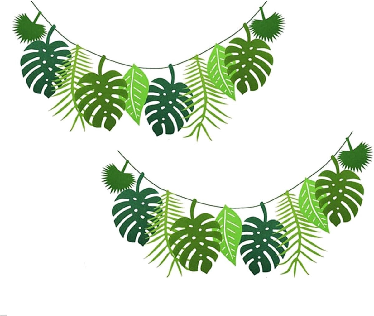 ShopVlot Jungle Decoratie Set van 2 Stuks - Palmbladeren - Kunststof