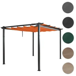 Aluminium Pergola HWC-N93, Gartenpavillon Pavillon Garten, stabiles 8cm-Gestell Schiebedach UV50+ 3x4m ~ terrakotta