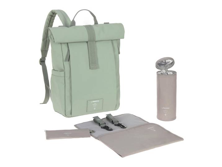 Wickelrucksack, Salbeigrün, 14,5x42x29 cm, Textil, Kinderwagen, Modern