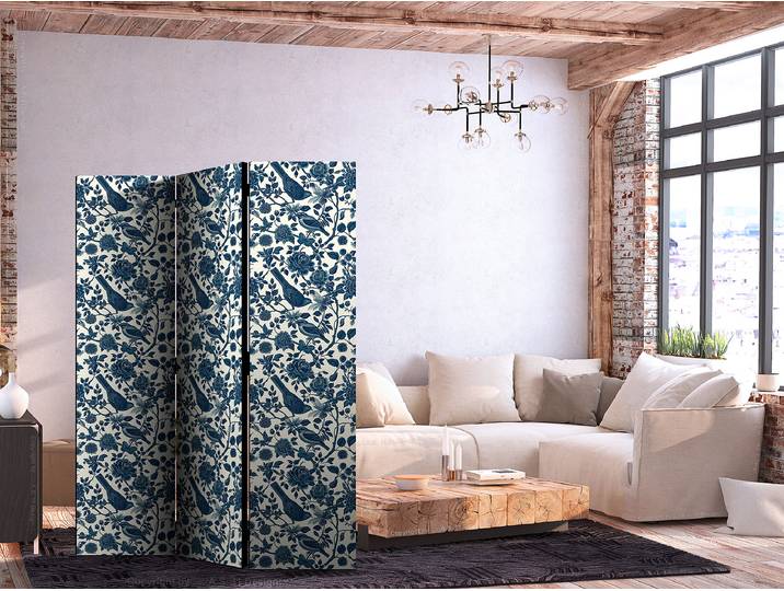 Paravent acoustique lianes de roses Autres Bleu 135 x 172cm