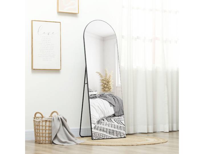 HOMCOM Miroir en pleine longueur 50 x 150 cm miroir sur pied grand miroir mural sans cadre pour salon, noir