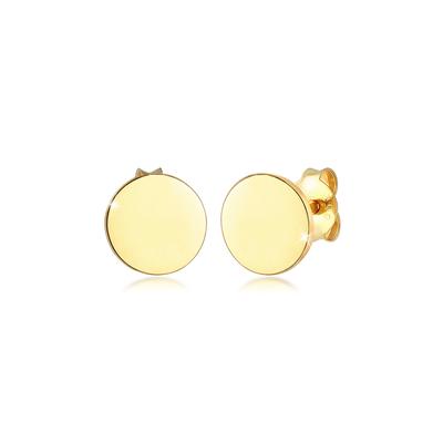 Paar Ohrstecker ELLI "Ohrringe Ohrstecker Plättchen Rund Glanz Basic 925er Silber" Gr. 8, gold, Ohrringe, Damen, 8, ohne Stein, Silber 925 (Sterlingsilber)