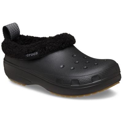 Clog CROCS "Unisex Classic Lined Shorty", Damen, Gr. 45, schwarz, Croslite™, Schuhe Clog, Regenschuh, Outdoorschuh, Hausschuh mit Warmfutter