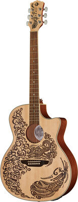 Luna Guitars Henna Paradise A/E Spruce naturel avec motif henna