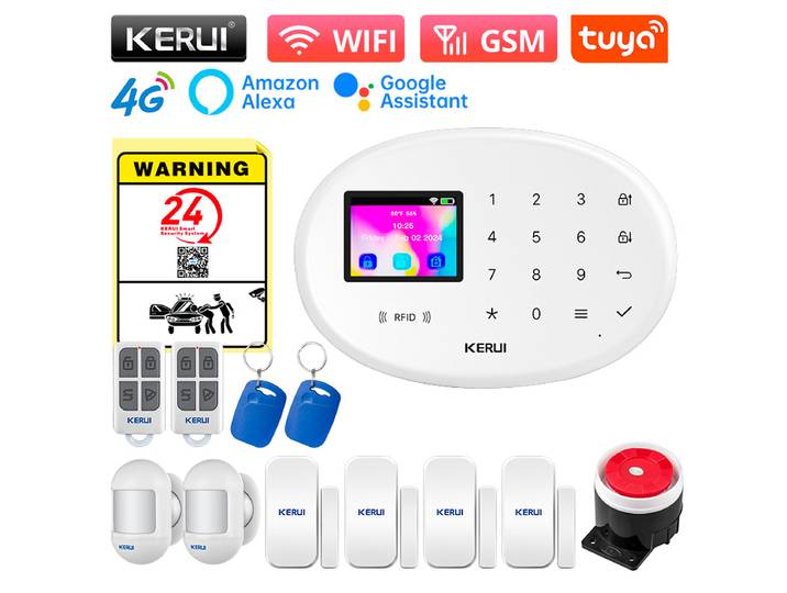 KERUI W204 système d'alarme pour maison WiFi 4G GSM alarme antivol sécurité 433MHz sirène sans fil Tuya capteur de détecteur de mouvement intelligent