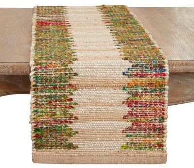 "Saro Lifestyle Rainbow Rhythm Banded Table Runner - 14""x72"""