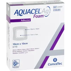 Aquacel Ag Foam adhäsiv 10x10 cm Verband