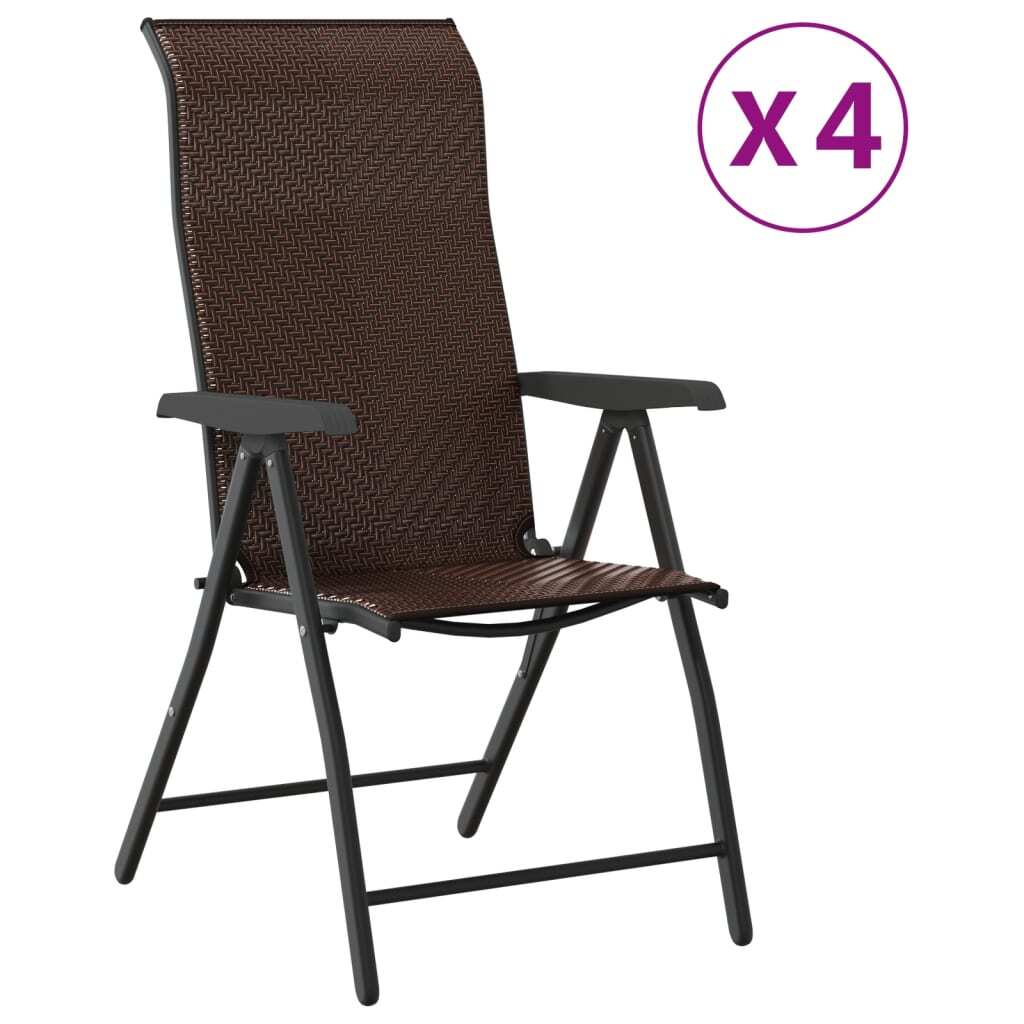 vidaXL Klappstühle, 4 Stück, braunes Polyrattan