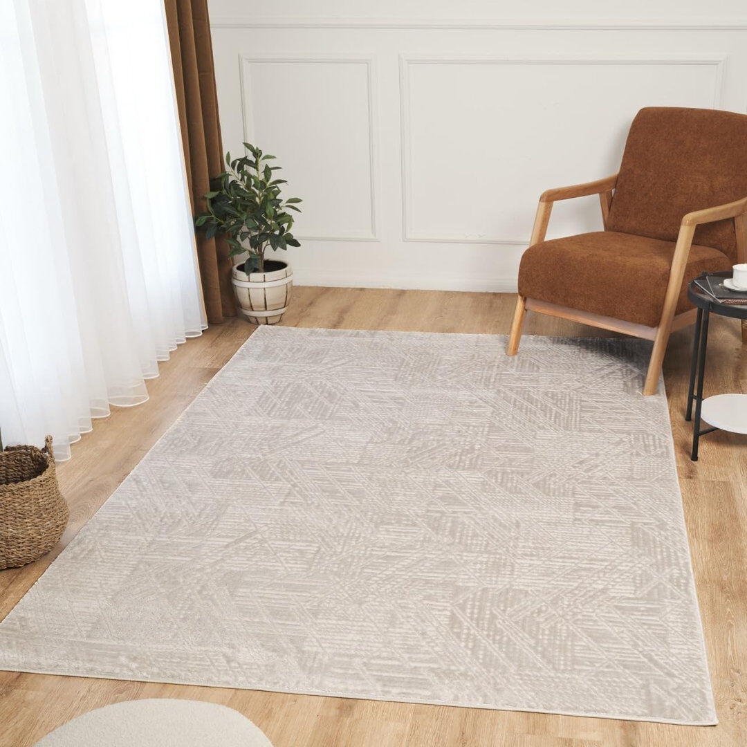 Ruglenza Home Ruglenza Modern Area Rug - Soft Pile Easy Clean Carpet for Living Room & Bedroom, Durable Synthetic Fibre, Stylish Home Decor Rug Beige-Geometric 160 x 230 cm