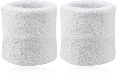 Inspired Living Quick Dry Wrist Sweatband Set For Tennis, Gym & Sports Training white