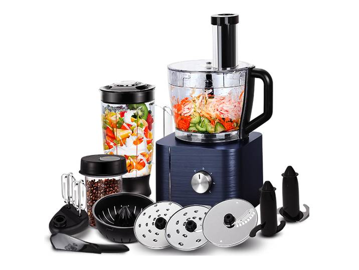 Robot culinaire multi-tare 1300W, pétrissage 3,5 l, mélangeur 1,5 l, presse-agrumes, 11 accessoires professionnels, meulage/coupe/tranchage